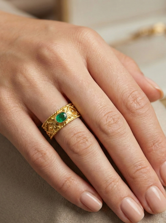 Anello Granulato Smeraldo