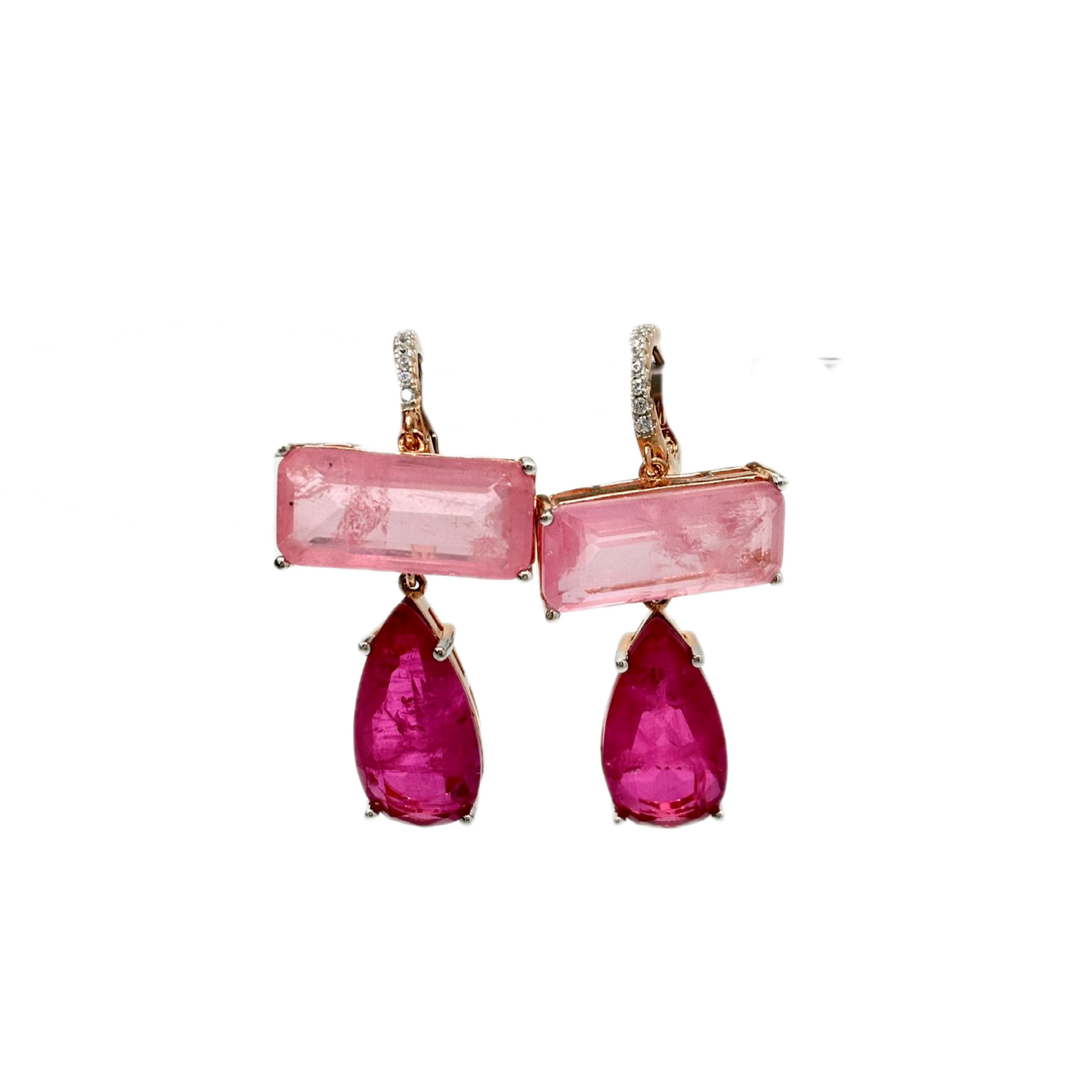 Orecchini pendenti con quarzo rosa