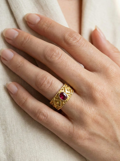 Anello Granulato Rubino