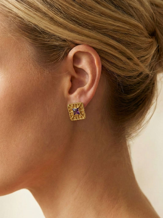 Orecchini Granulati Tormalina Rosa