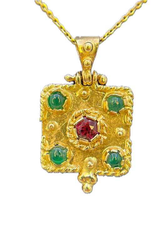 Ciondolo Granulato Rubino e Smeraldo