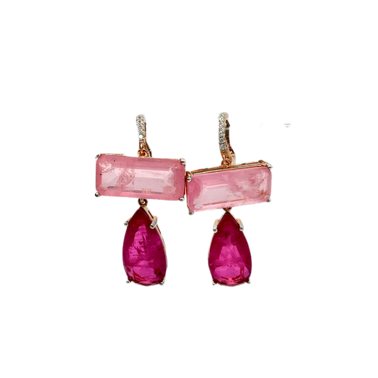 Orecchini pendenti con quarzo rosa