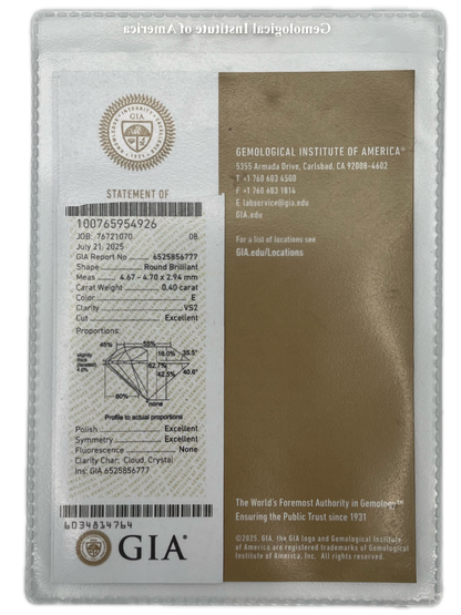 DIAMANTE GIA - 0,40 CT