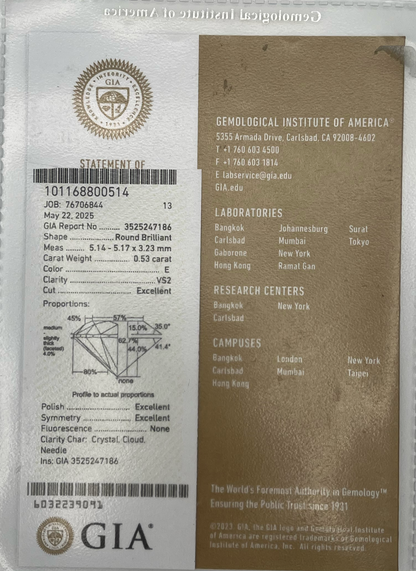 DIAMANTE GIA - 0,53 CT