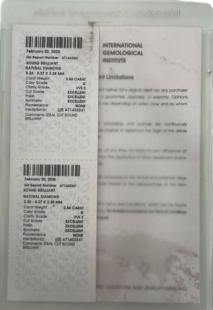 DIAMANTE IGI - 0,56 CT