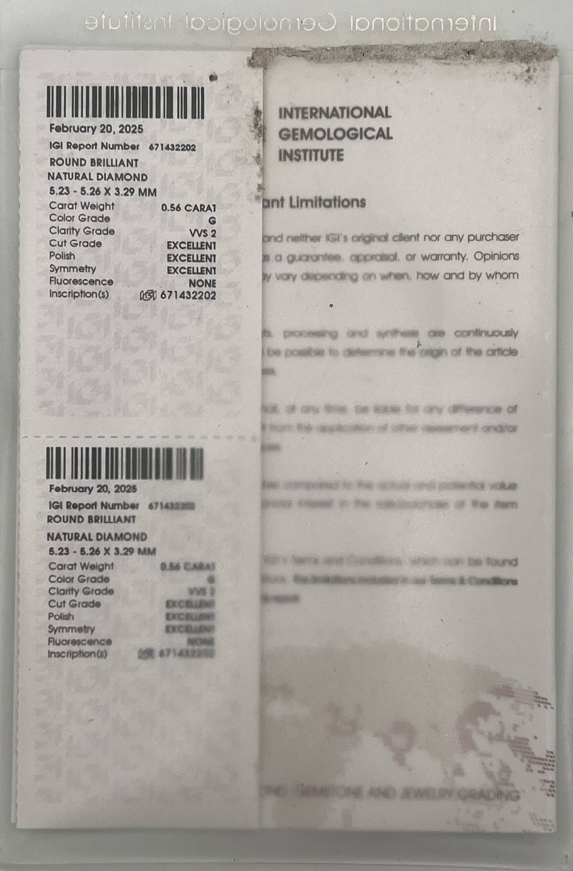 DIAMANTE IGI - 0,56 CT