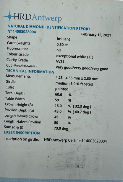 DIAMANTE HRD - 0,30 CT