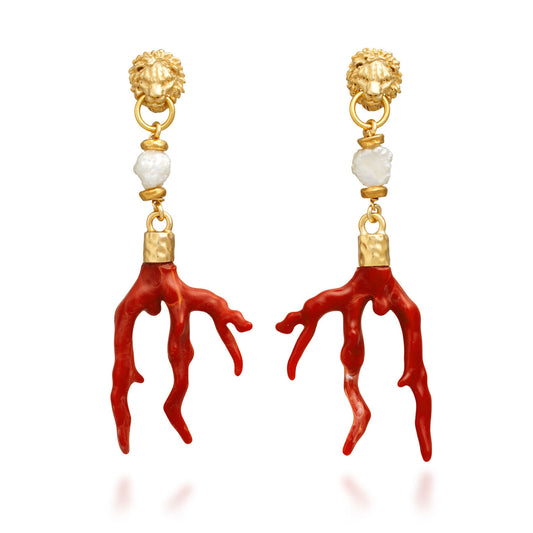 ORECCHINI LEONE E CORALLO - GIOVANNI RASPINI