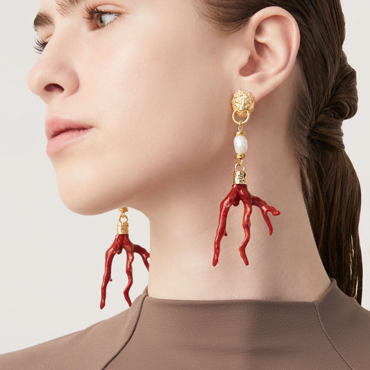 ORECCHINI LEONE E CORALLO - GIOVANNI RASPINI